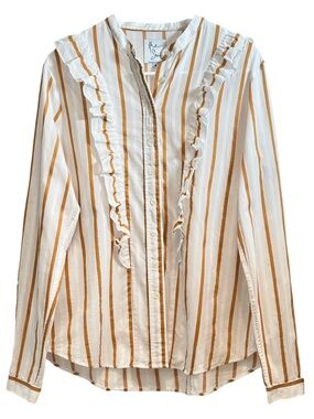 The Shirt by Rochelle Behrens Striped Button Up Shirt Medium